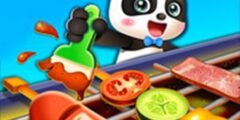 Cute Panda Cooks Food